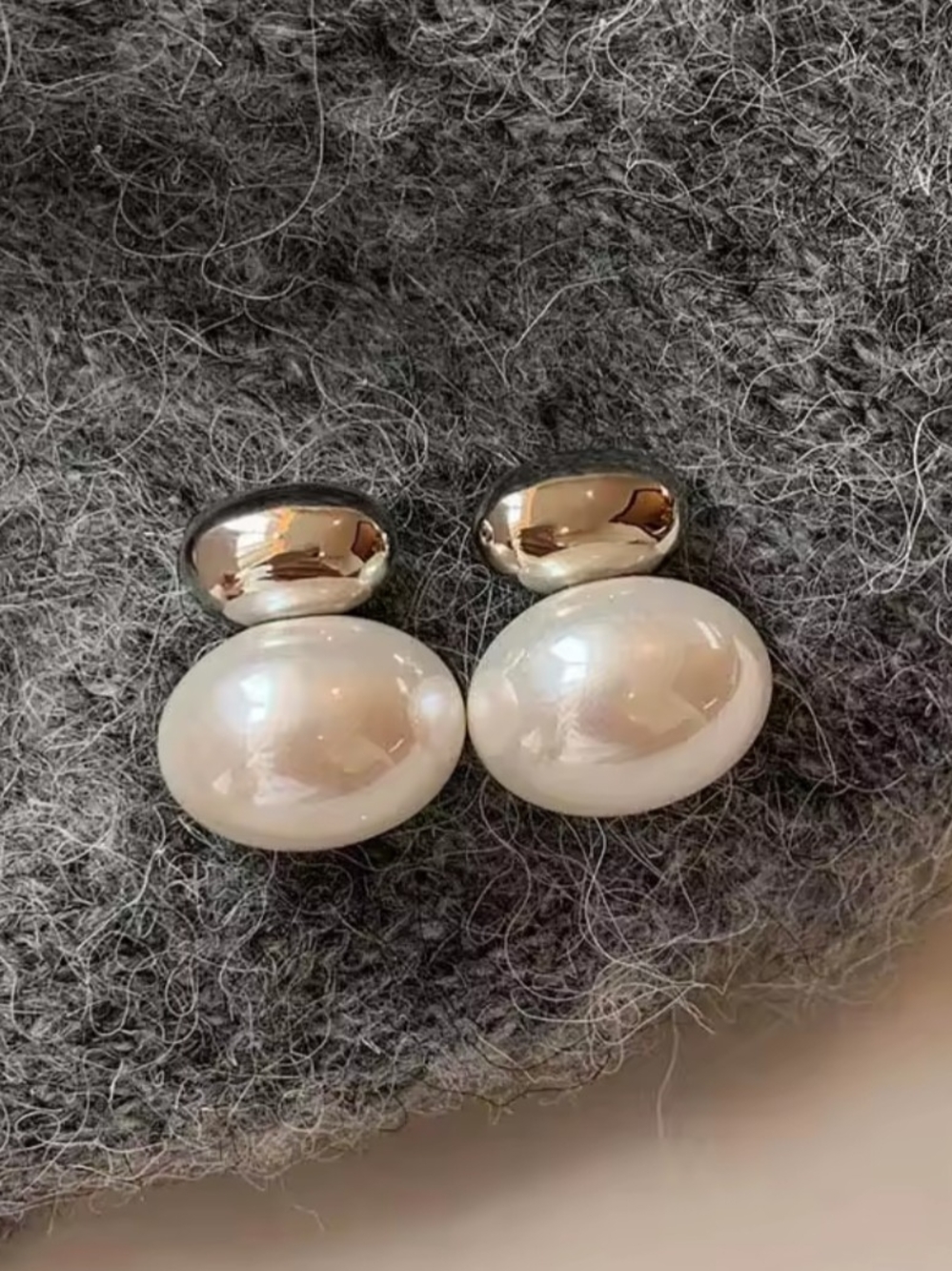 White Rhodium white pearl drop earrings
